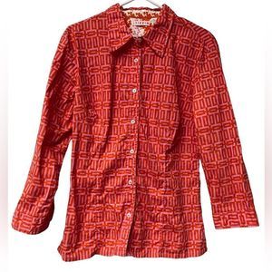 Tizzie Red Geometric Button Down Shirt